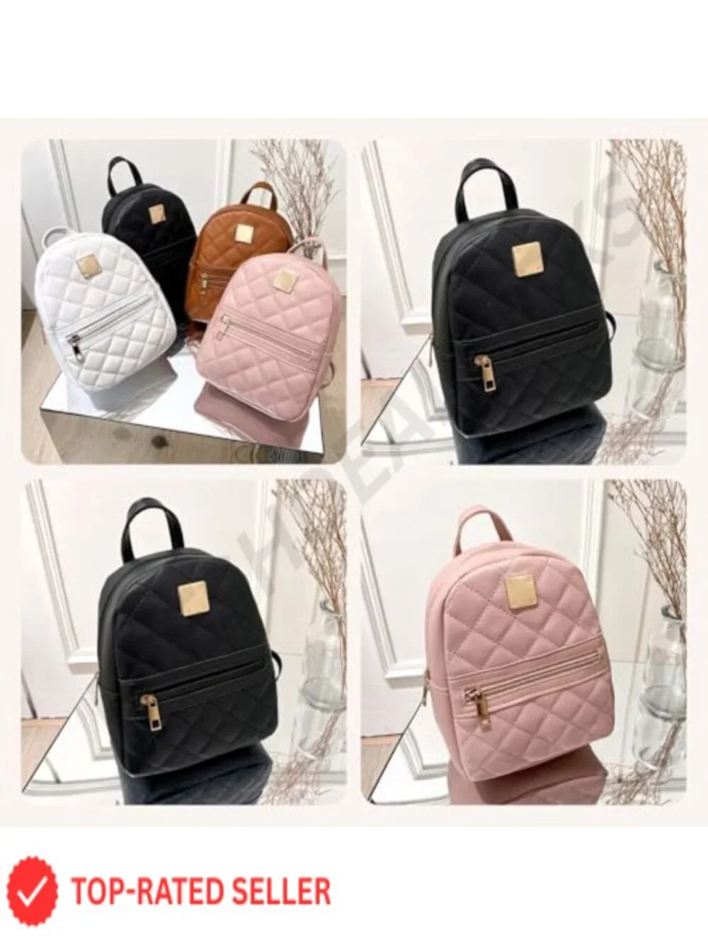 Mini Backpack Purse for Women, Waterproof Faux Leather, Adjustable Strap, 2